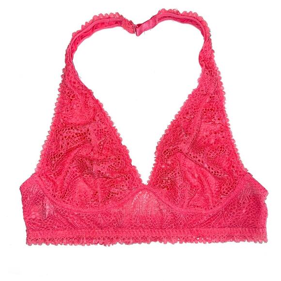 Victoria's Secret Other - Victorias Secret Pink Lace Halter Bralette Size Small